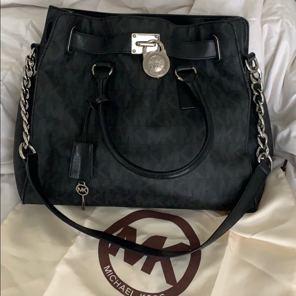 Michael Kors Large Black and Silver Hamilton Purse